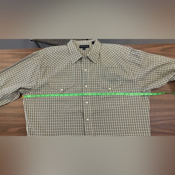 PANHANDLE SLIM Men's Green Western Pearl Snap Rodeo Plaid Shirt, sz 18 x 35 - Picture 5 of 8